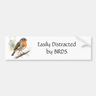 Gemakkelijk afgeleid door Birds Fun Quote Bumpersticker