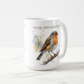 Gemakkelijk afgeleid door Birds Fun Quote Koffiemok (Voorkant rechts)