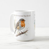 Gemakkelijk afgeleid door Birds Fun Quote Koffiemok (Voorkant links)