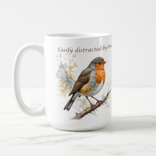 Gemakkelijk afgeleid door Birds Fun Quote Koffiemok (Links)