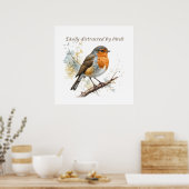 Gemakkelijk afgeleid door Birds Fun Quote Poster (Keuken)