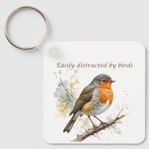 Gemakkelijk afgeleid door Birds Fun Quote Sleutelhanger