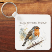 Gemakkelijk afgeleid door Birds Fun Quote Sleutelhanger (Voorkant)