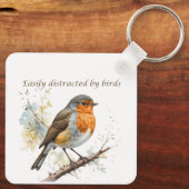 Gemakkelijk afgeleid door Birds Fun Quote Sleutelhanger (Achterkant)