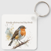 Gemakkelijk afgeleid door Birds Fun Quote Sleutelhanger (Achterkant)