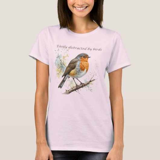 Gemakkelijk afgeleid door Birds Fun Quote T-shirt (Voorkant)