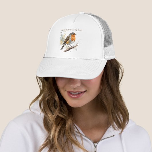 Gemakkelijk afgeleid door Birds Fun Quote Trucker Pet (In situ)