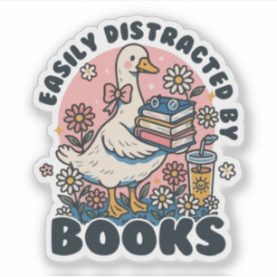 Gemakkelijk Afgeleid Door Boek Vintage Gans met Bo Sticker