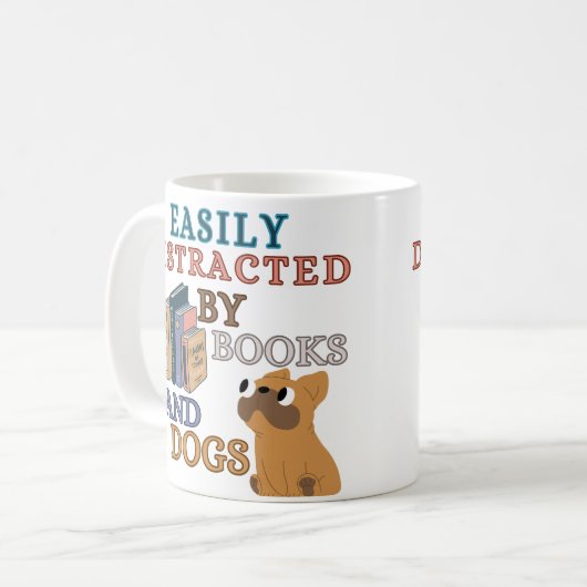 Gemakkelijk afgeleid door Boeken en Franse Bulldog Koffiemok (Voorkant links)