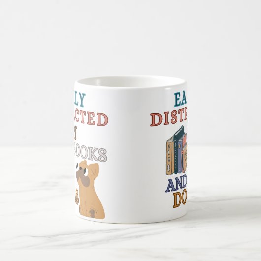 Gemakkelijk afgeleid door Boeken en Franse Bulldog Koffiemok (Center)