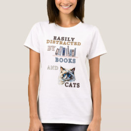 Gemakkelijk afgeleid door boeken en katten - Ragdo T-shirt