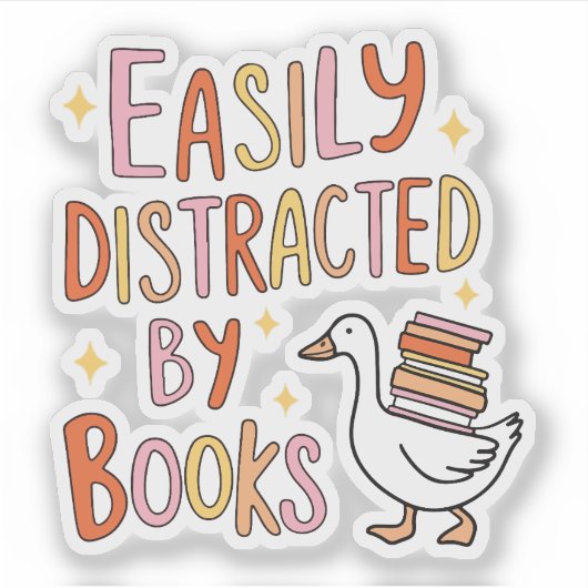 Gemakkelijk afgeleid door boeken  sticker (Voorkant)