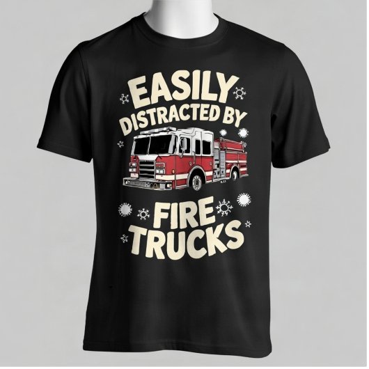 Gemakkelijk Afgeleid Door Brandweerwagens Funny Br T-shirt