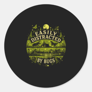 Gemakkelijk afgeleid door bugs vintage shirt kampe ronde sticker