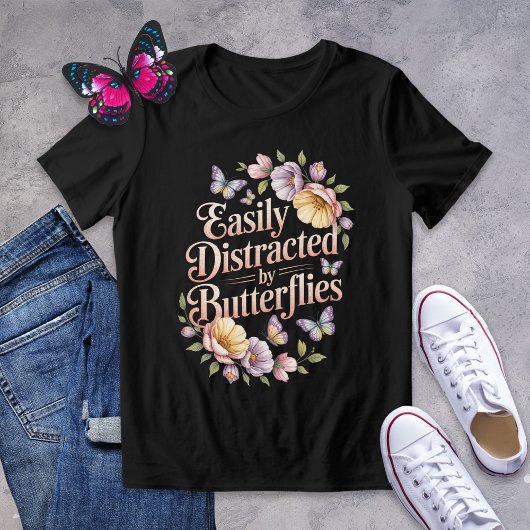 Gemakkelijk afgeleid door Butterflies Floral Shirt
