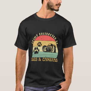 Gemakkelijk afgeleid door camera's Honden Retro Gr T-shirt