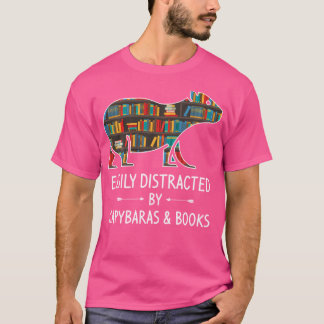 Gemakkelijk afgeleid door Capybaras boeken minnaar T-shirt