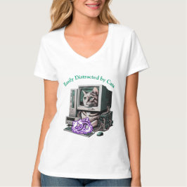 Gemakkelijk afgeleid door Cats Funny Cat Lover T-s T-shirt