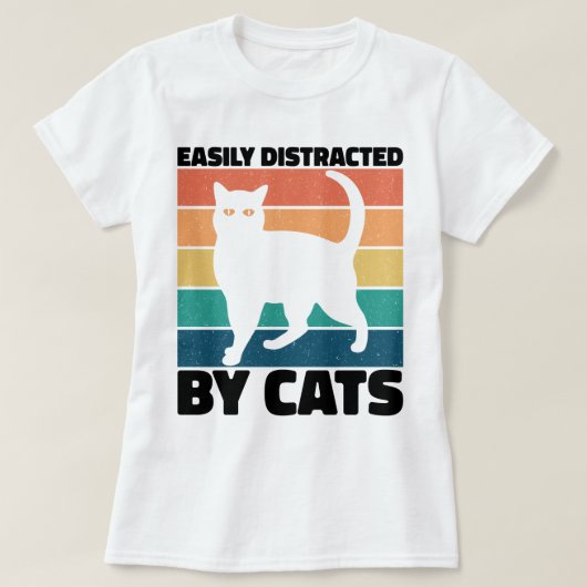 Gemakkelijk afgeleid door Cats kat Kawaii Funny Ca T-shirt (Design voorkant)