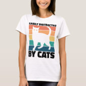 Gemakkelijk afgeleid door Cats kat Kawaii Funny Ca T-shirt (Voorkant)