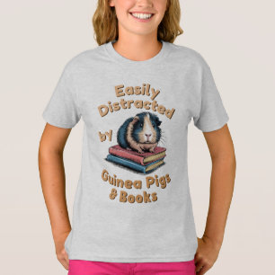 Gemakkelijk afgeleid door cavia's en boeken dieren t-shirt