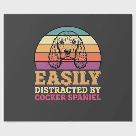 Gemakkelijk Afgeleid Door Cocker Spaniel Retro Hon Cadeaupapier (Vlak)