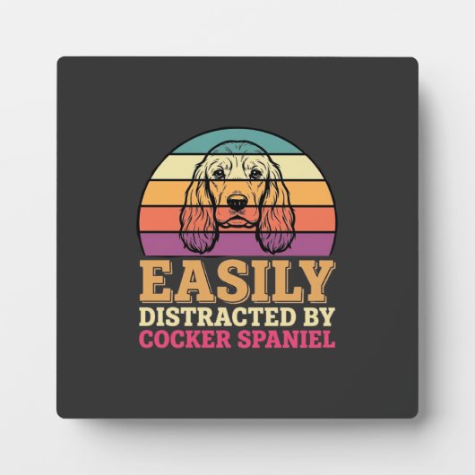 Gemakkelijk Afgeleid Door Cocker Spaniel Retro Hon Fotoplaat (Voorkant)