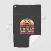 Gemakkelijk Afgeleid Door Cocker Spaniel Retro Hon Golfhanddoek (Insitu)