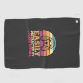 Gemakkelijk Afgeleid Door Cocker Spaniel Retro Hon Golfhanddoek (Horizontaal)