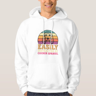Gemakkelijk Afgeleid Door Cocker Spaniel Retro Hon Hoodie