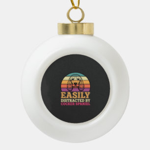 Gemakkelijk Afgeleid Door Cocker Spaniel Retro Hon Keramische Bal Ornament