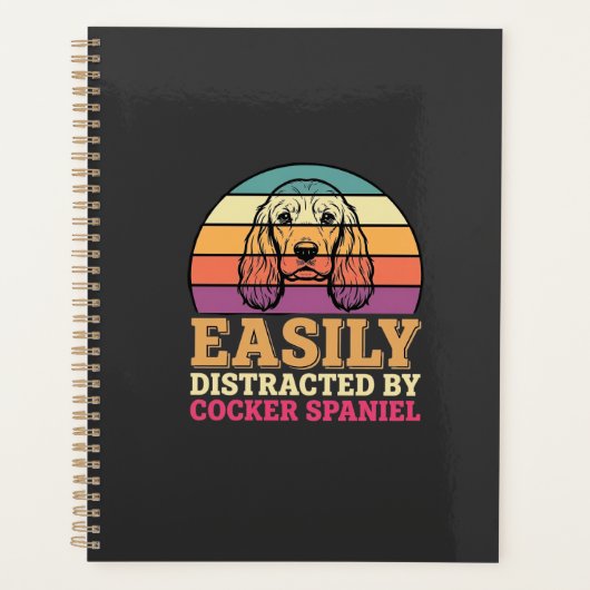 Gemakkelijk Afgeleid Door Cocker Spaniel Retro Hon Planner (Voorkant)