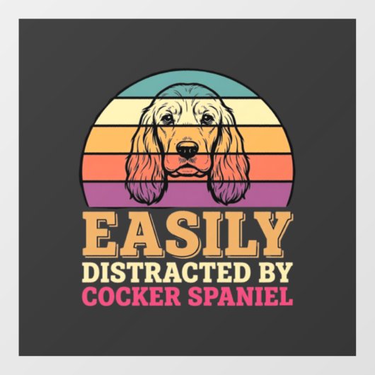 Gemakkelijk Afgeleid Door Cocker Spaniel Retro Hon Raamsticker (Vel)
