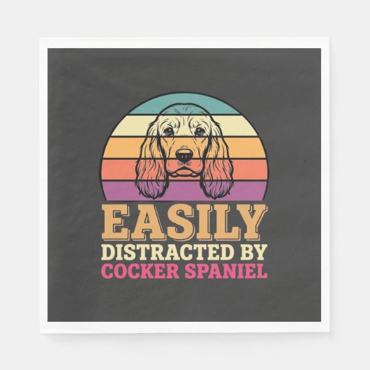 Gemakkelijk Afgeleid Door Cocker Spaniel Retro Hon Servet (Voorkant)
