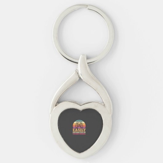 Gemakkelijk Afgeleid Door Cocker Spaniel Retro Hon Sleutelhanger (Voorkant)