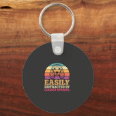 Gemakkelijk Afgeleid Door Cocker Spaniel Retro Hon Sleutelhanger (Voorkant)