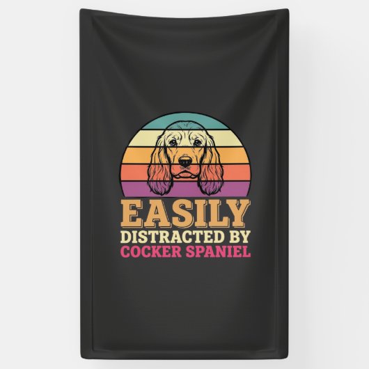 Gemakkelijk Afgeleid Door Cocker Spaniel Retro Hon Spandoek (Verticaal)