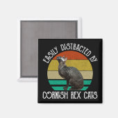 Gemakkelijk Afgeleid Door Cornish Rex Katten Magneet (Voorkant / Achterkant)
