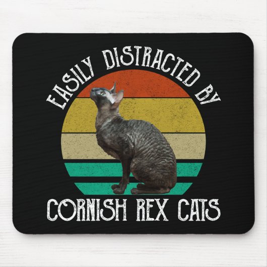 Gemakkelijk Afgeleid Door Cornish Rex Katten Muismat (Voorkant)