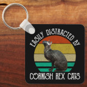 Gemakkelijk Afgeleid Door Cornish Rex Katten Sleutelhanger (Voorkant)