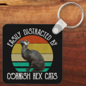 Gemakkelijk Afgeleid Door Cornish Rex Katten Sleutelhanger (Achterkant)