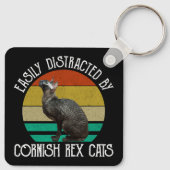 Gemakkelijk Afgeleid Door Cornish Rex Katten Sleutelhanger (Achterkant)
