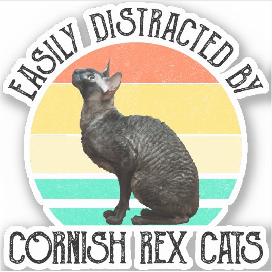 Gemakkelijk Afgeleid Door Cornish Rex Katten Sticker (Voorkant)