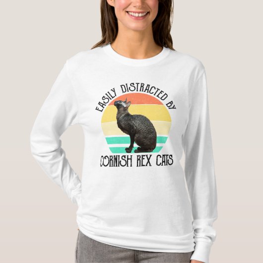 Gemakkelijk Afgeleid Door Cornish Rex Katten T-shirt (Voorkant)