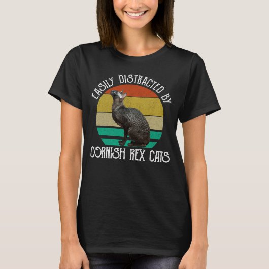 Gemakkelijk Afgeleid Door Cornish Rex Katten T-shirt (Voorkant)