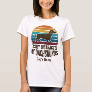 Gemakkelijk Afgeleid Door Dachshunds Retro Zonsond T-shirt