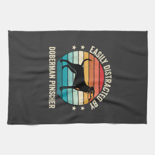 Gemakkelijk Afgeleid door Doberman Pinscher Retro Theedoek