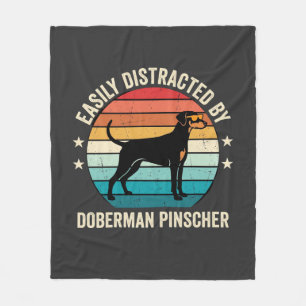 Gemakkelijk afgeleid door Dobermann Pinscher Retro Fleece Deken