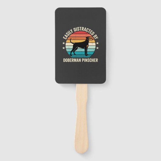 Gemakkelijk afgeleid door Dobermannpinscher Retro Handwaaier (Voorkant)