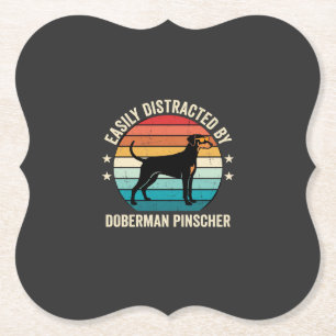 Gemakkelijk afgeleid door Dobermannpinscher Retro  Kartonnen Onderzetters